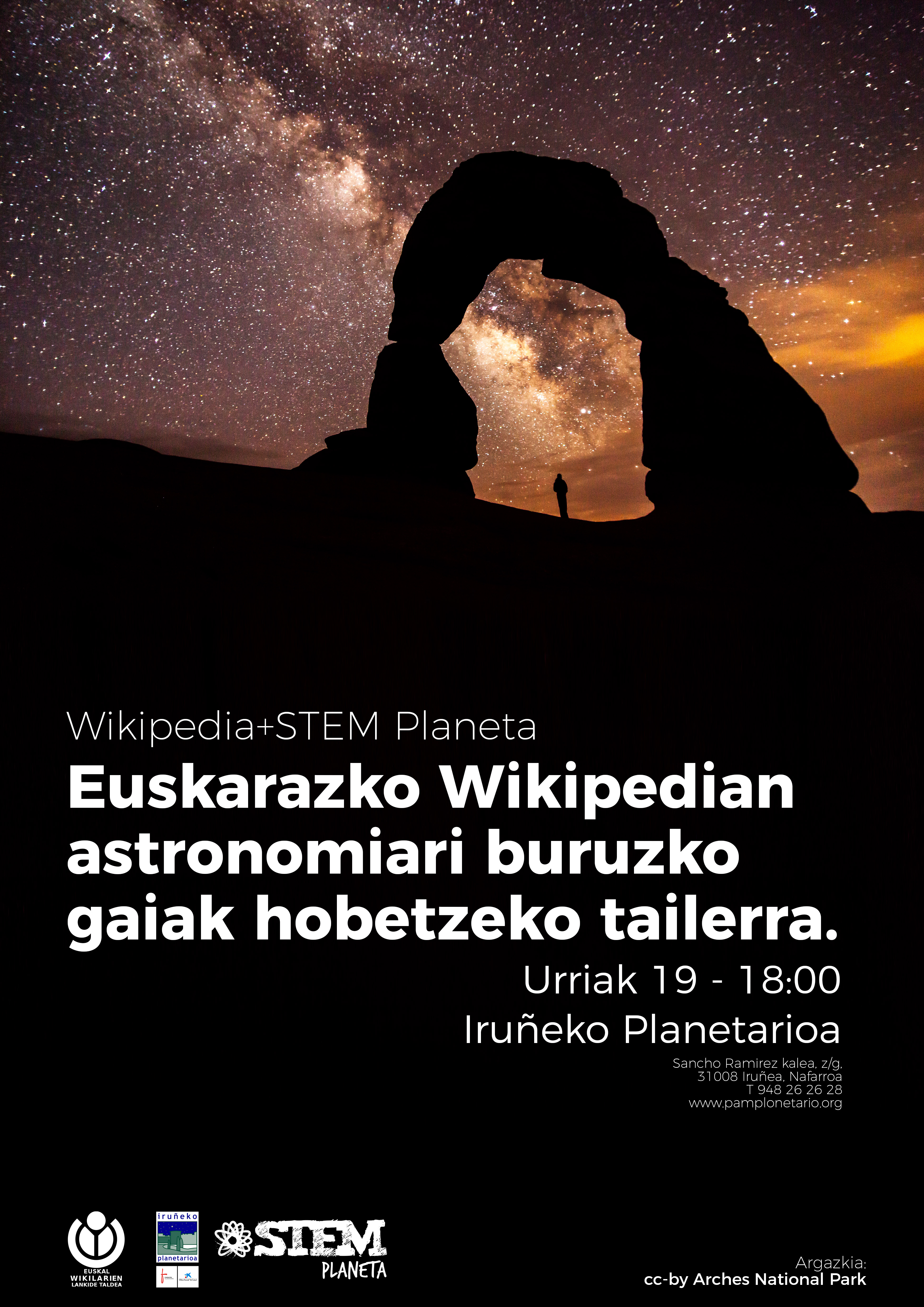 Euskarazko Wikipedian astronomiari lotutako gaiak hobetzeko zikloa jarriko dugu abian Iruñeko Planetarioarekin